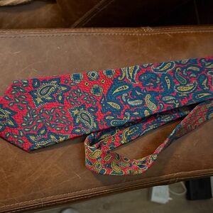 Etro Red and Blue Paisley Silk Tie